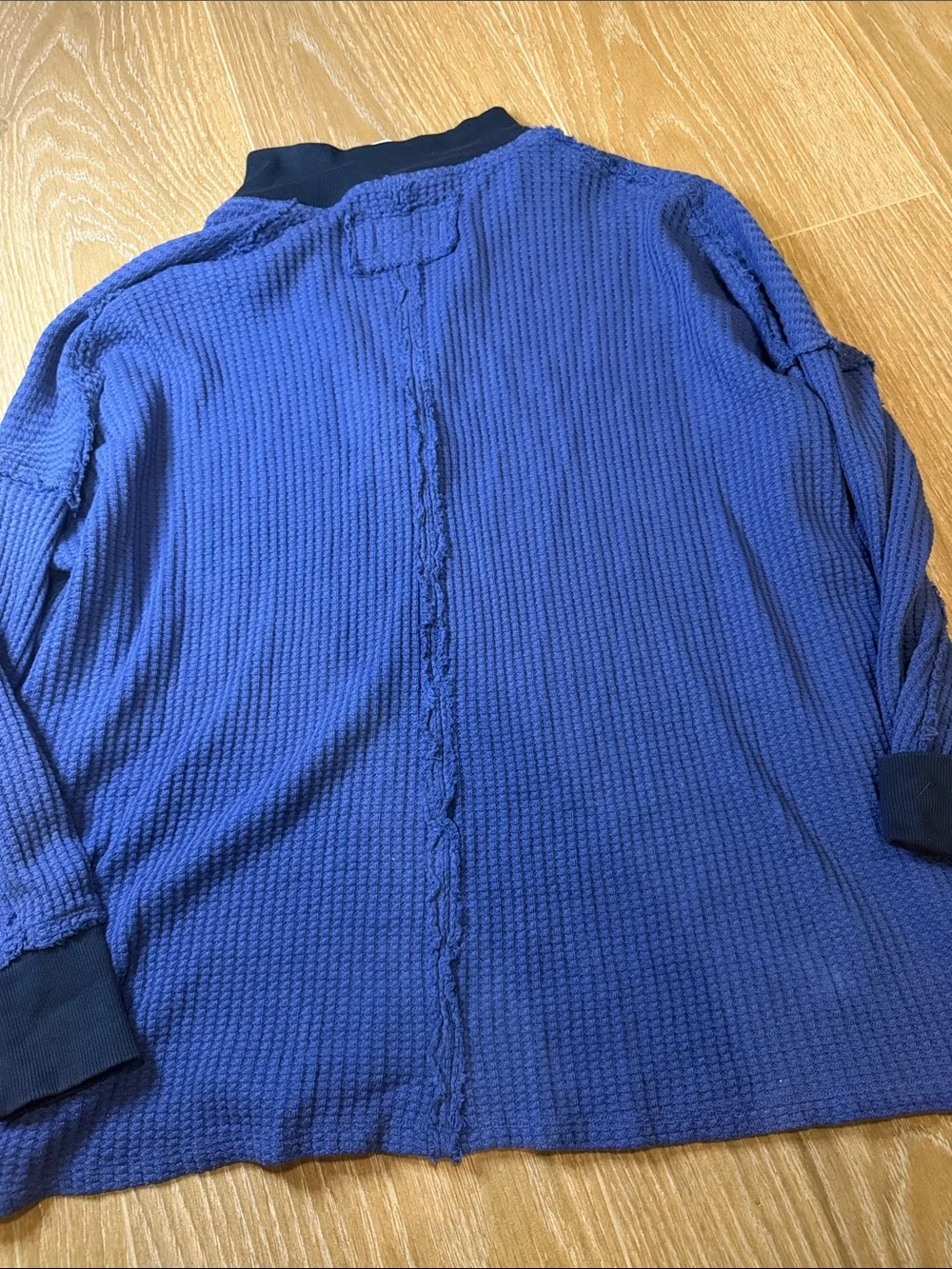 Free People We the Free Oversized Travis Polo in Dutch Blue NWT Size XS